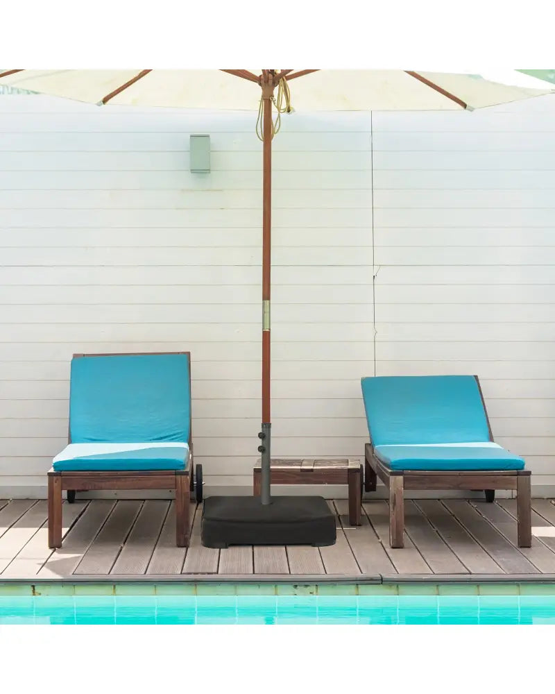 Fillable Umbrella Base with 2 Sandbags and Dust-proof Cover - Black - Outdoor Umbrella Bases