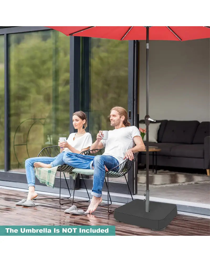 Fillable Umbrella Base with 2 Sandbags and Dust-proof Cover - Black - Outdoor Umbrella Bases
