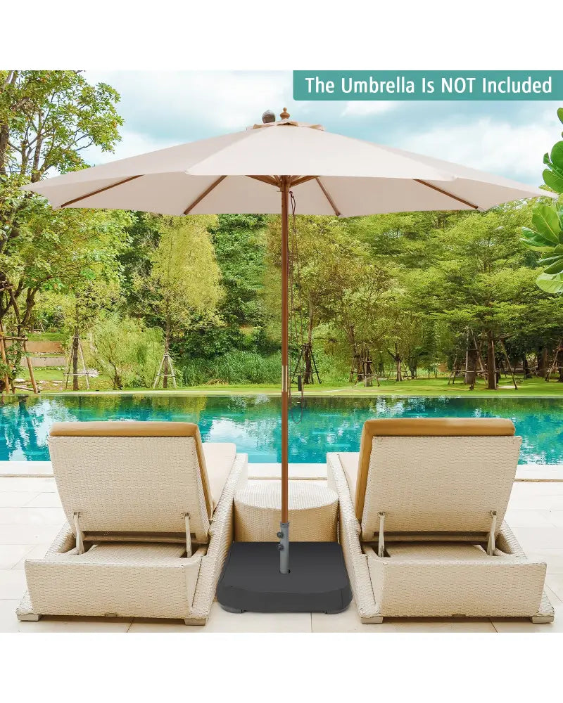 Fillable Umbrella Base with 2 Sandbags and Dust-proof Cover - Black - Outdoor Umbrella Bases