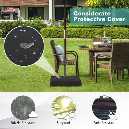 Fillable Umbrella Base with 2 Sandbags and Dust-proof Cover - Black - Outdoor Umbrella Bases