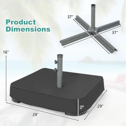 Fillable Umbrella Base with 2 Sandbags and Dust-proof Cover - Black - Outdoor Umbrella Bases