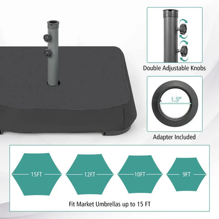 Fillable Umbrella Base with 2 Sandbags and Dust-proof Cover - Black - Outdoor Umbrella Bases