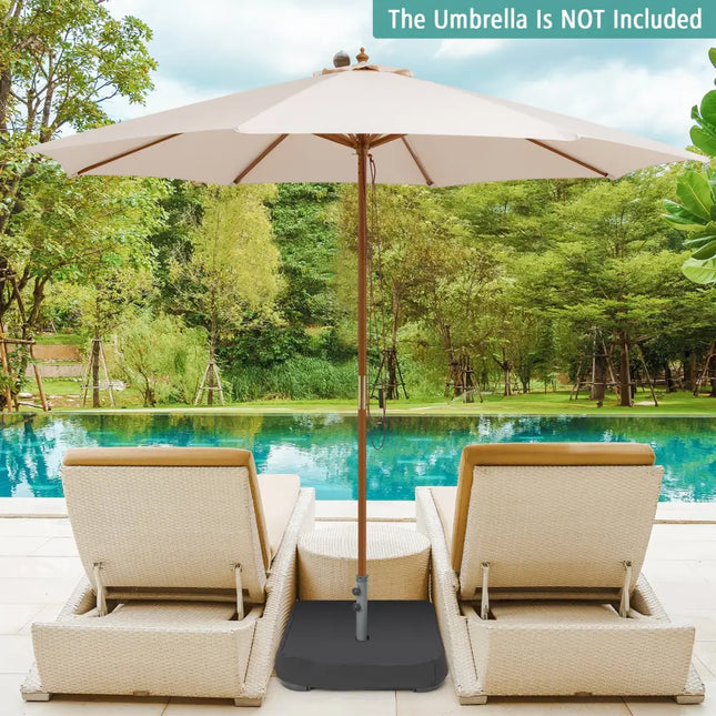 Fillable Umbrella Base with 2 Sandbags and Dust-proof Cover - Black - Outdoor Umbrella Bases
