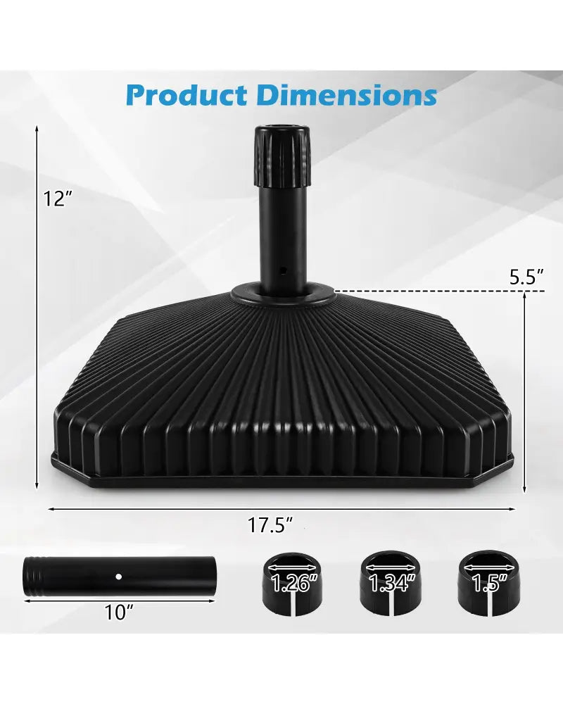 Fillable Umbrella Base with Shell Texture and 3 Coupler Sizes-Black - Black - Outdoor Umbrella Bases