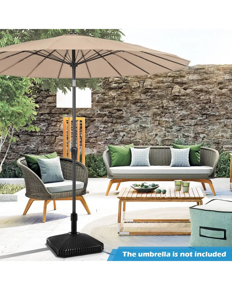 Fillable Umbrella Base with Shell Texture and 3 Coupler Sizes-Black - Black - Outdoor Umbrella Bases