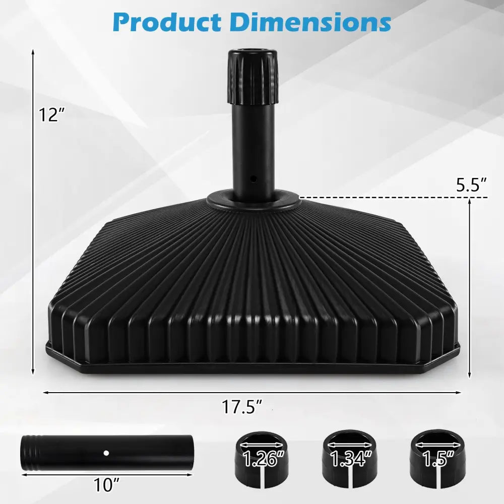 Fillable Umbrella Base with Shell Texture and 3 Coupler Sizes-Black - Black - Outdoor Umbrella Bases