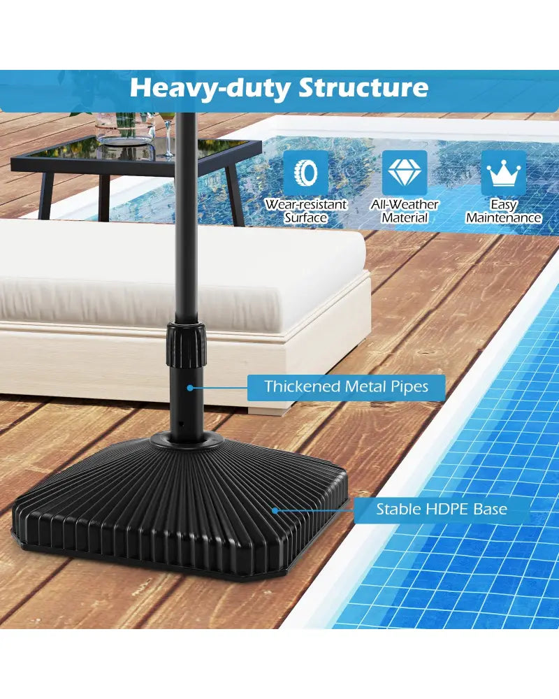 Fillable Umbrella Base with Shell Texture and 3 Coupler Sizes-Black - Black - Outdoor Umbrella Bases