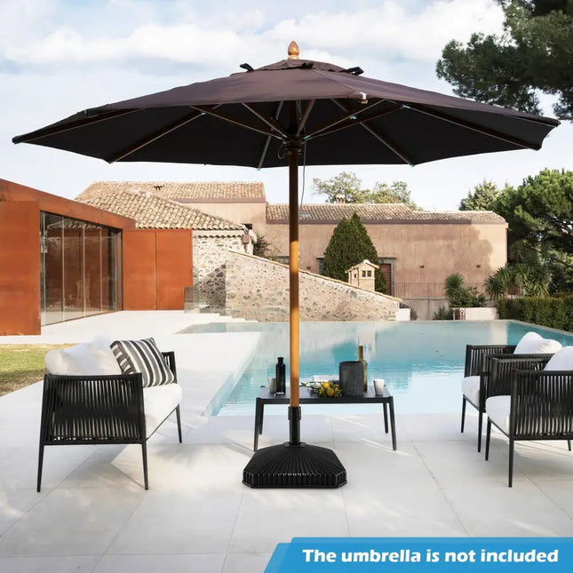 Fillable Umbrella Base with Shell Texture and 3 Coupler Sizes-Black - Black - Outdoor Umbrella Bases