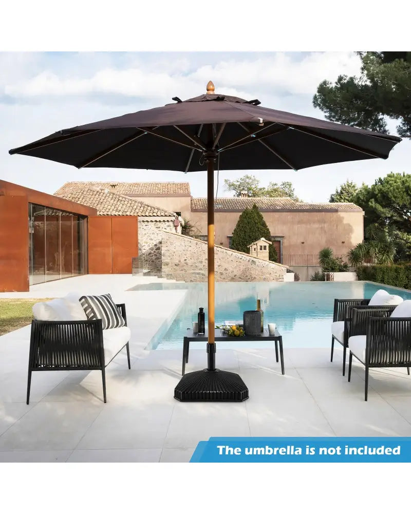 Fillable Umbrella Base with Shell Texture and 3 Coupler Sizes-Black - Black - Outdoor Umbrella Bases