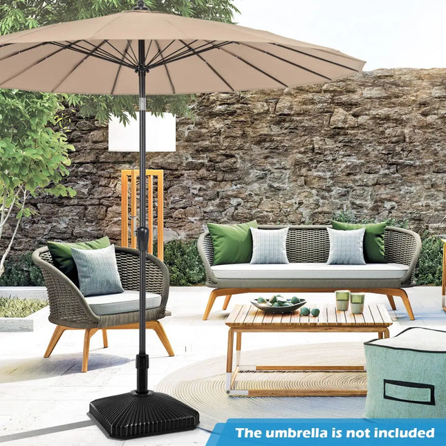 Fillable Umbrella Base with Shell Texture and 3 Coupler Sizes-Black - Black - Outdoor Umbrella Bases