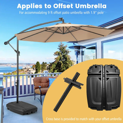 Fillable Universal Offset Umbrella Base with Cross Base and Wheels-Black - Black - Outdoor Umbrella Bases