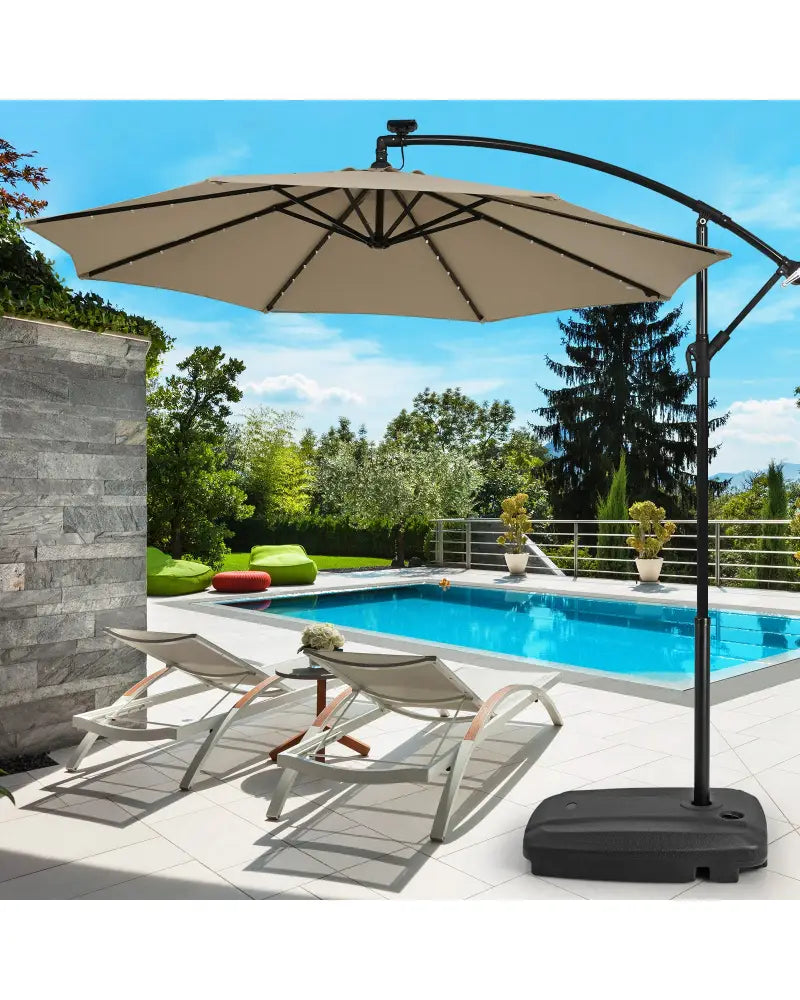 Fillable Universal Offset Umbrella Base with Cross Base and Wheels-Black - Black - Outdoor Umbrella Bases