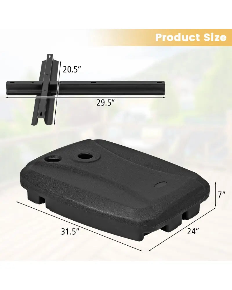 Fillable Universal Offset Umbrella Base with Cross Base and Wheels-Black - Black - Outdoor Umbrella Bases