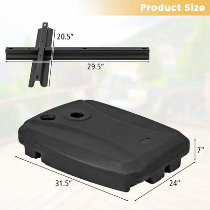 Fillable Universal Offset Umbrella Base with Cross Base and Wheels-Black - Black - Outdoor Umbrella Bases