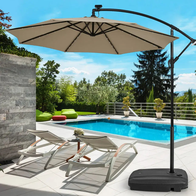 Fillable Universal Offset Umbrella Base with Cross Base and Wheels-Black - Black - Outdoor Umbrella Bases