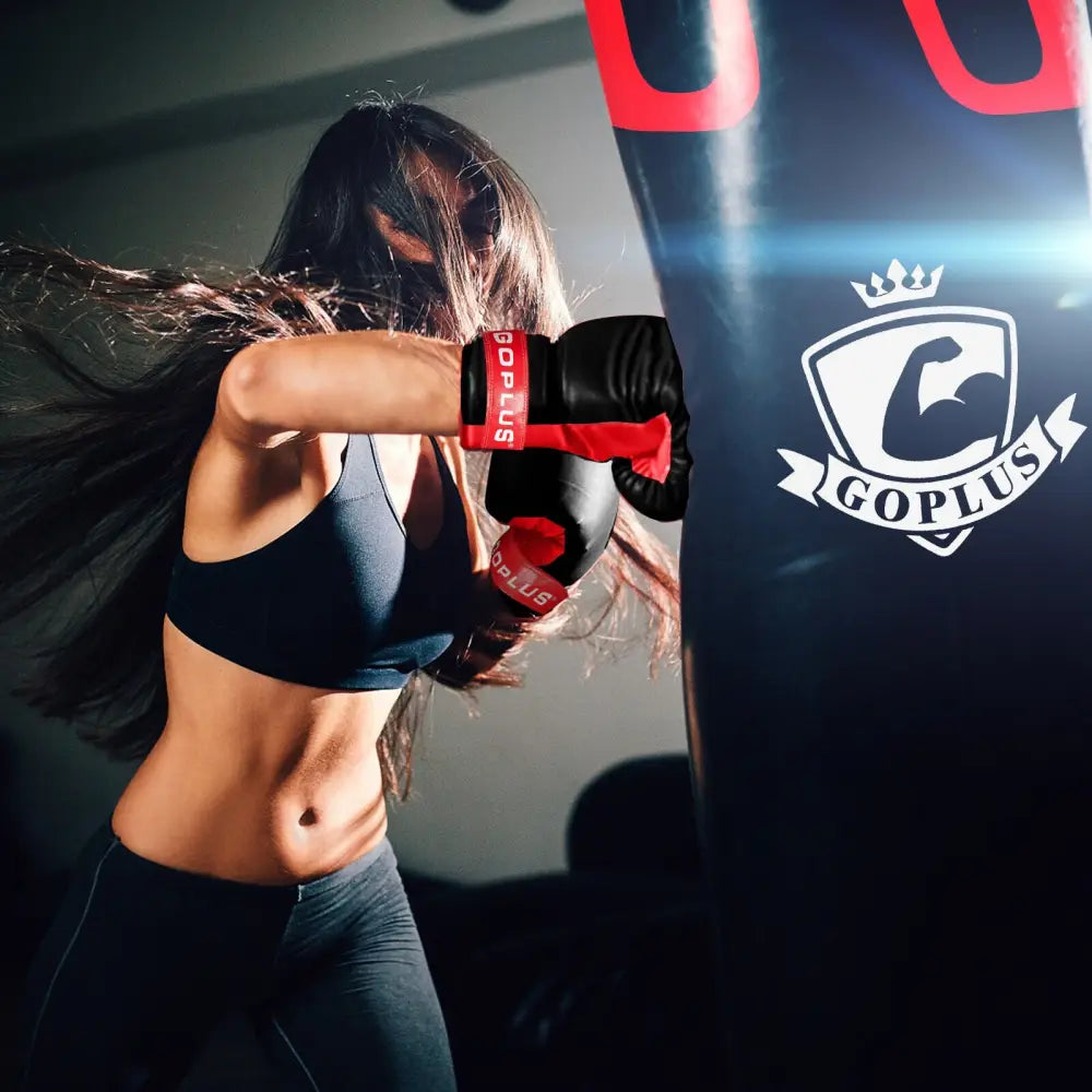 Filled Punching Bag Set for Adults- 56 lbs - Black - Boxing & Martial Arts