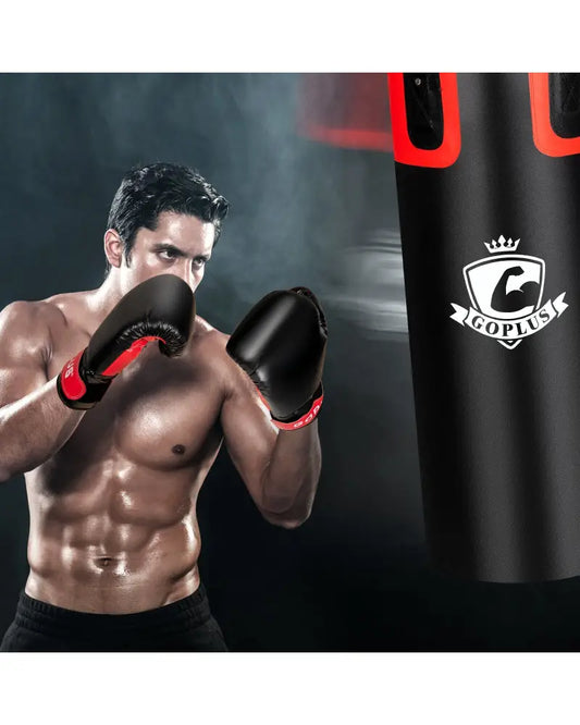 Filled Punching Bag Set for Adults- 56 lbs - Black - Boxing & Martial Arts