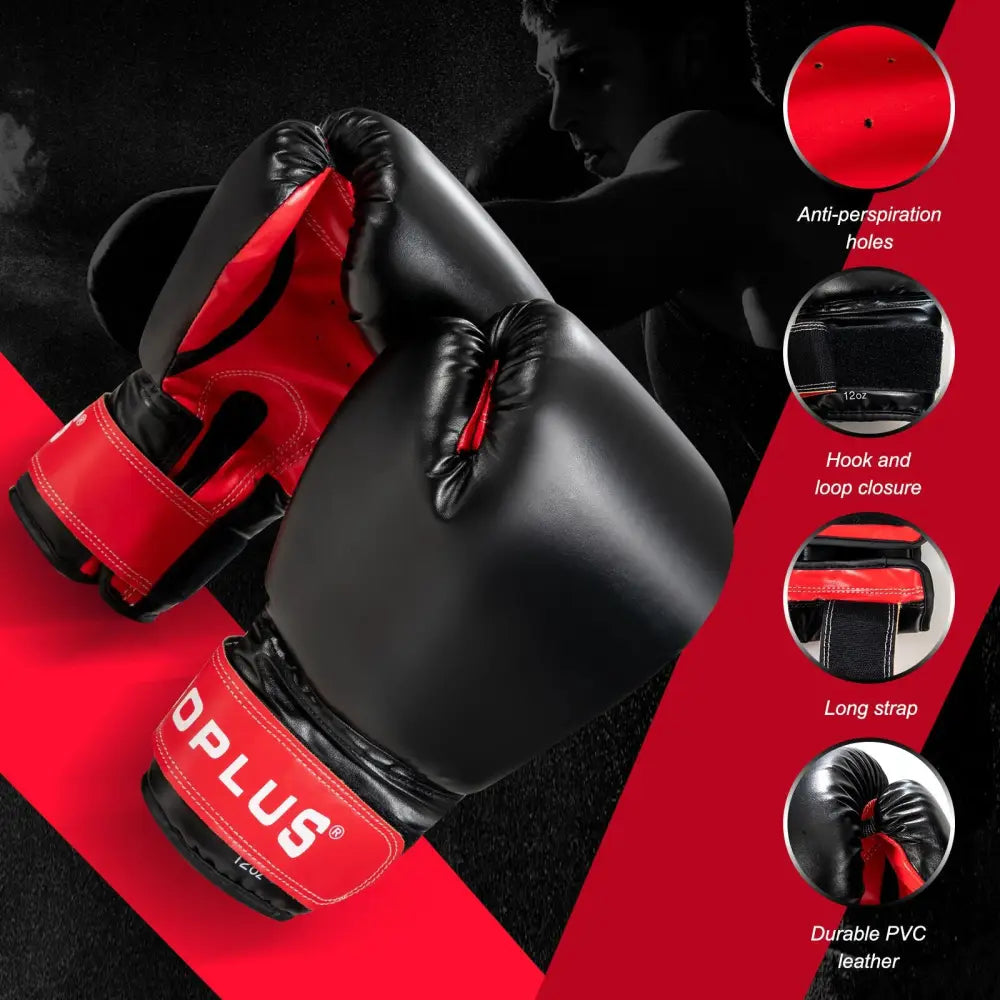 Filled Punching Bag Set for Adults- 56 lbs - Black - Boxing & Martial Arts