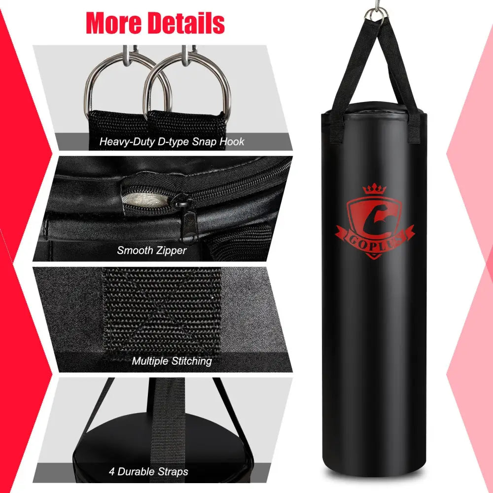 Filled Punching Bag Set with Boxing Gloves- 63 lbs - Black - Boxing & Martial Arts
