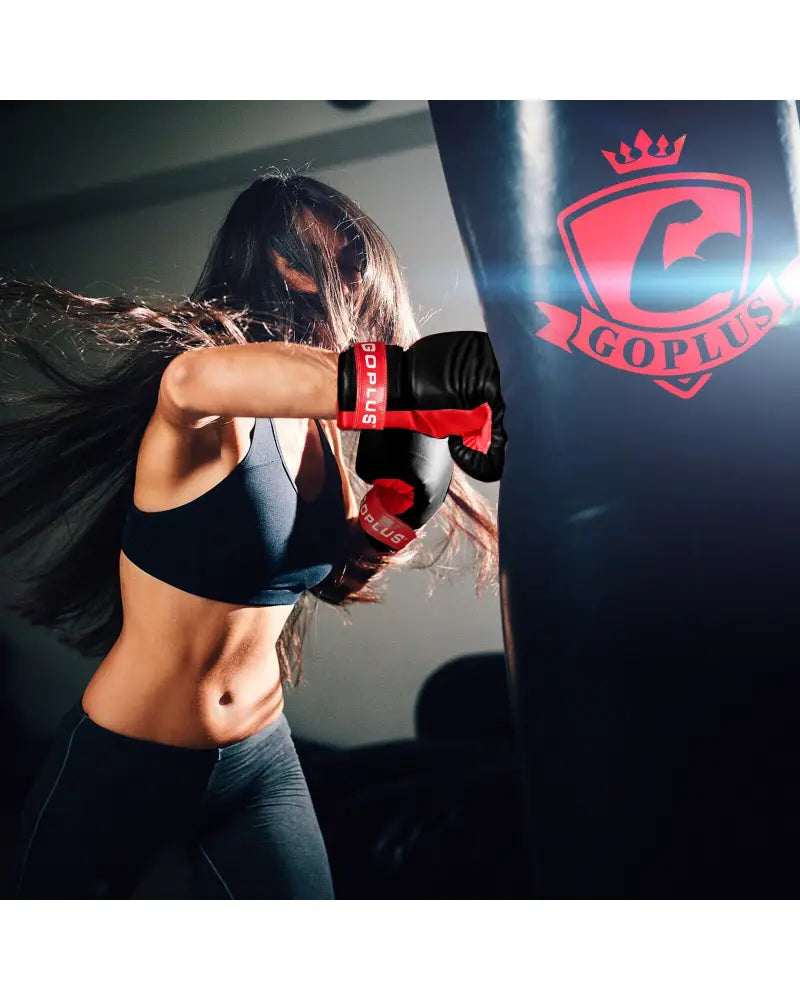 Filled Punching Bag Set with Boxing Gloves- 63 lbs - Black - Boxing & Martial Arts