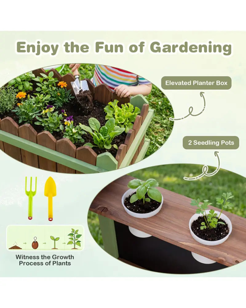 Fir Wood Mud Farm Playset with Planter Box Lockable Yard and Faucet for 3+ Kids - Play Kitchen Sets
