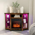Fireplace Corner TV Stand with LED Lights and Smart APP Control for 50 Inches TV-Rustic Brown - Rustic Brown