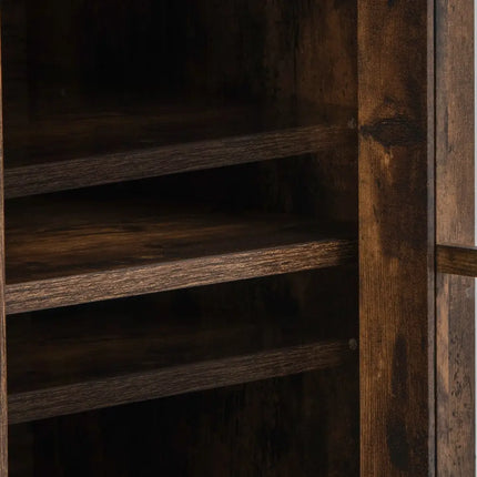 Fireplace TV Stand for TVs Up to 65 Inch with Side Cabinets and Remote Control-Brown - Brown - Living Room