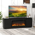 Fireplace TV Stand for TVs up to 80 Inch with 3 Adjustable Shelves-Black - Black - Entertainment Centers & TV Stands