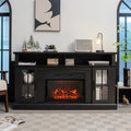 Fireplace TV Stand with 1400W Electric Fireplace-Black - Black - Entertainment Centers & TV Stands