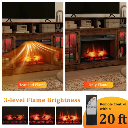 Fireplace TV Stand with Remote Controls and Thermostat for TVs Up to 50 Inch-Rustic Brown - Rustic Brown
