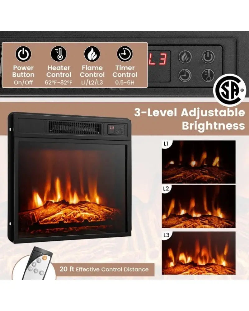 FireplaceTV Stand with 16-Color Led Lights for TVs up to 65 Inch-Black - Black - Entertainment Centers & TV Stands