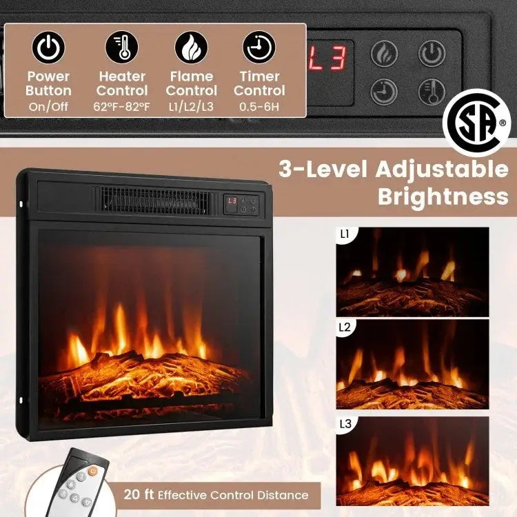 FireplaceTV Stand with 16-Color Led Lights for TVs up to 65 Inch-Black - Black - Entertainment Centers & TV Stands