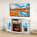 FireplaceTV Stand with 16-Color Led Lights for TVs up to 65 Inch-White - White - Entertainment Centers & TV Stands