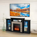 FireplaceTV Stand with 16-Color Led Lights for TVs up to 65 Inch-Black - Black - Entertainment Centers & TV Stands