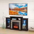 FireplaceTV Stand with 16-Color Led Lights for TVs up to 65 Inch-Dark Brown - Dark Brown - Entertainment Centers & TV