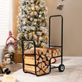 Firewood Log Cart Carrier with Anti-Slip and Wear-Resistant Wheels - Black - Log Storage