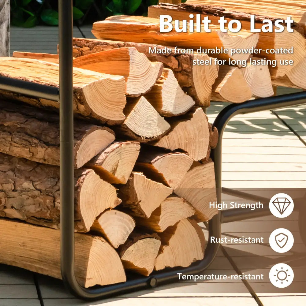 Firewood Log Cart Carrier with Anti-Slip and Wear-Resistant Wheels - Black - Log Storage