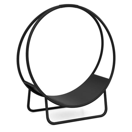 Firewood Log Hoop 20 Inch Round Heavy-duty Metal Curved Log Rack with Stand - Log Storage
