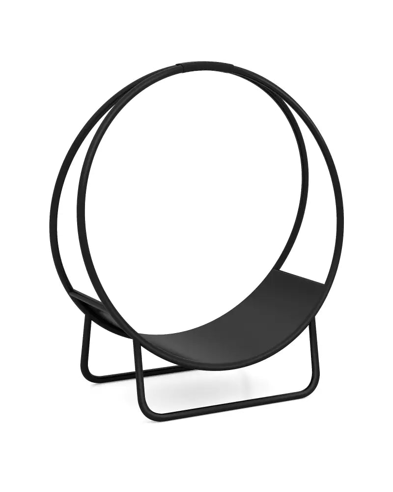 Firewood Log Hoop 20 Inch Round Heavy-duty Metal Curved Log Rack with Stand - Log Storage