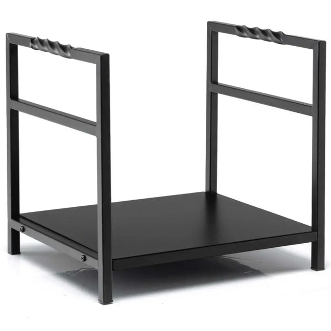 Firewood Log Rack with Unique Handle and Raised Feet-Black - Black - Log Storage