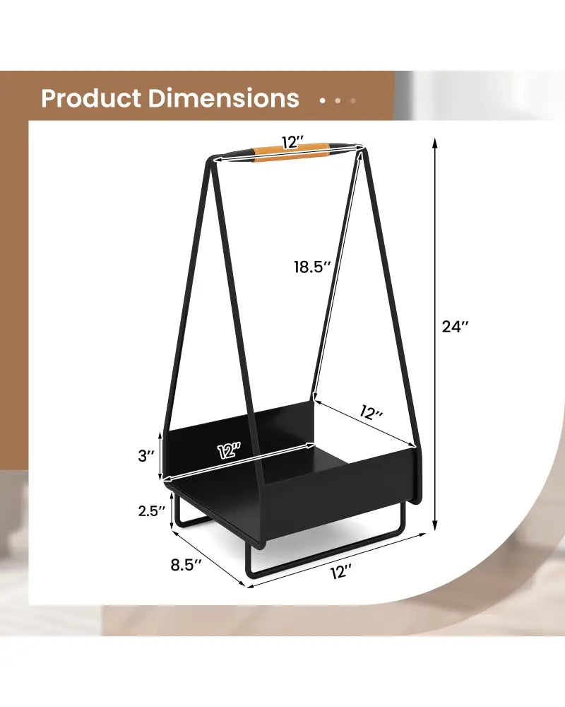Firewood Storage Rack Heavy-duty Metal Log Holder with Handle and Square Rack - Log Storage