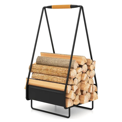 Firewood Storage Rack Heavy-duty Metal Log Holder with Handle and Square Rack - Log Storage