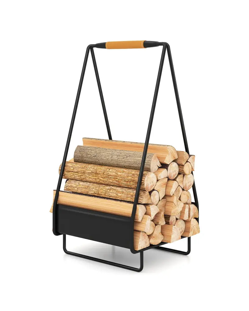 Firewood Storage Rack Heavy-duty Metal Log Holder with Handle and Square Rack - Log Storage
