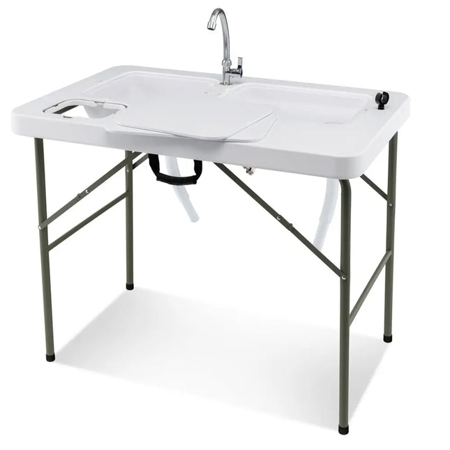 Fish Cleaning Table with 2 Sinks and 360° Rotatable FauceWhite - Oasis Home Essentials