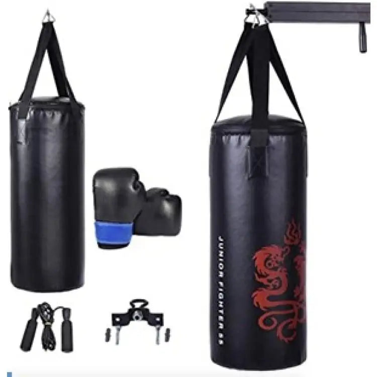 Fitness Room Bundle: Punching Boxing Set + 3 in 1 Folding Treadmill + 3 Pieces Kettlebell Weight Set + 4-Panel Folding