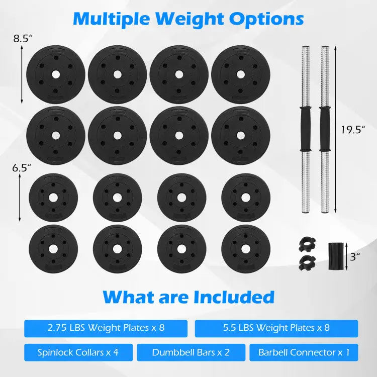 Fitness Room Set: Dumbbell Weight Set + 3-in-1 3HP Folding Treadmill - Exercise Machines