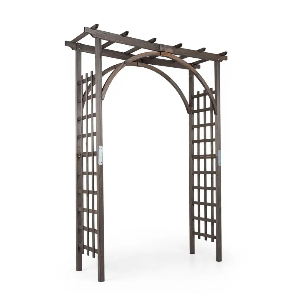 Flat Top Garden Arch Trellis 85’’ Tall Wood for Climbing Plants and Wedding-Brown - Brown - Garden Arbors