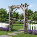 Flat Top Garden Arch Trellis 85’’ Tall Wood for Climbing Plants and Wedding-Brown - Brown - Garden Arbors