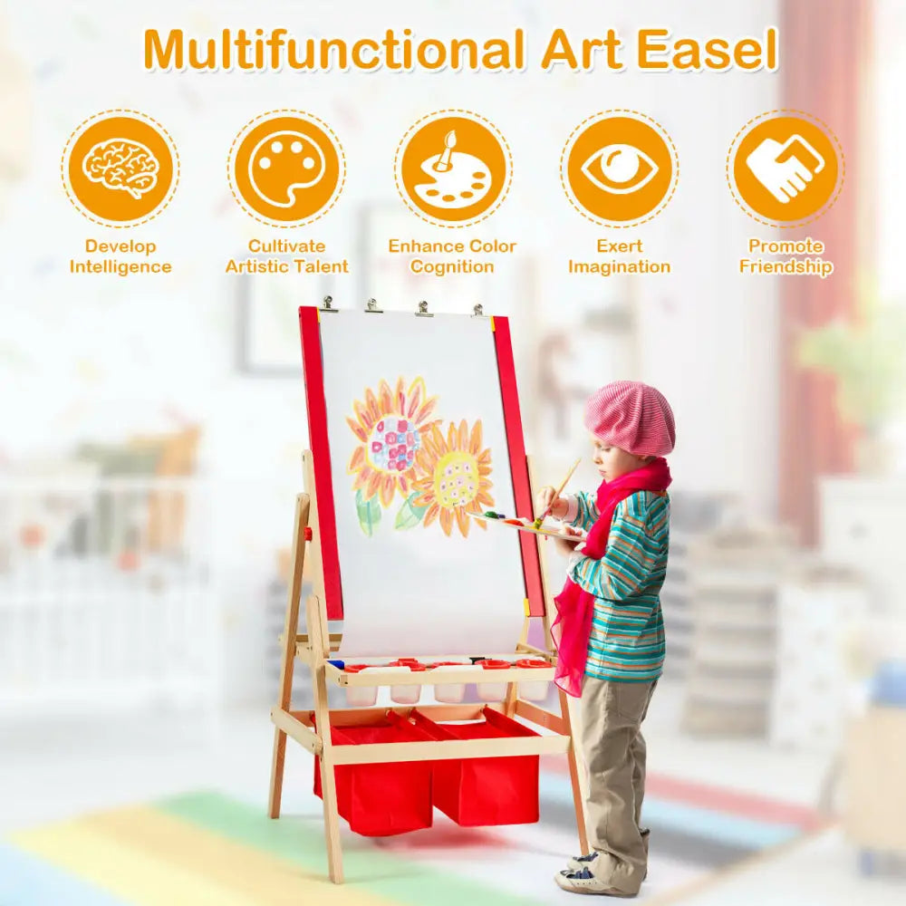 Flip-Over Double-Sided Kids Art Easel - Multicolor - Art Easels