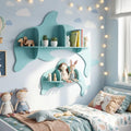 Floating Dolphin Shelves Wall Mounted Storage Display Rack-Blue - Blue - Kids Storage